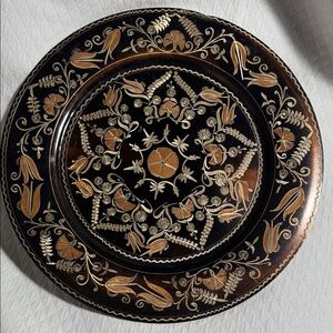 Handmade Turkish Copper Wall Plate – Tudsan TAS – Floral Etched Design 11”